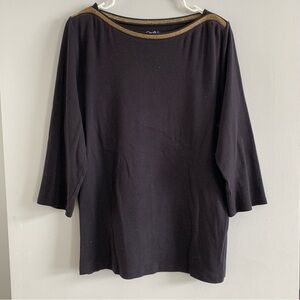 Metallic Gold Black Shirt Cotton Croft Borrow New Years Holiday Size Large Top